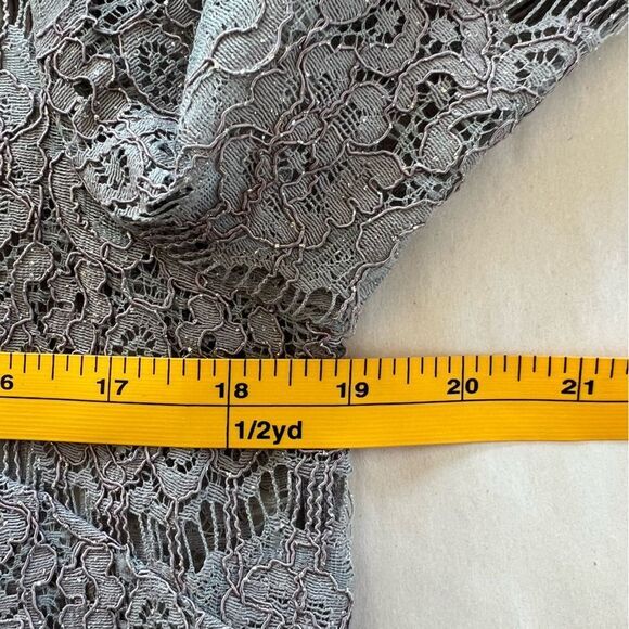 Alex Evenings Dress Size 12 Silver 2 PC Midi Lace Sparkle Sheath Jacket - Picture 13 of 16